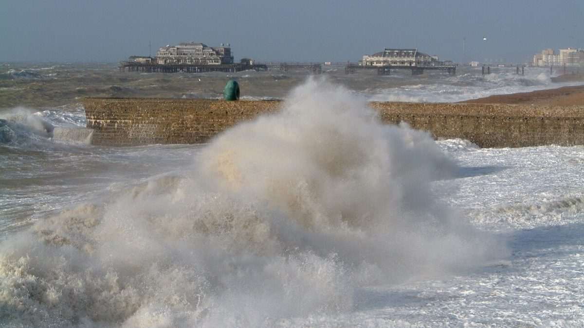Brighton's derelict West Pier before Storm Austen — a section of the historic pier collapsed into the sea on Friday amid 111mph winds