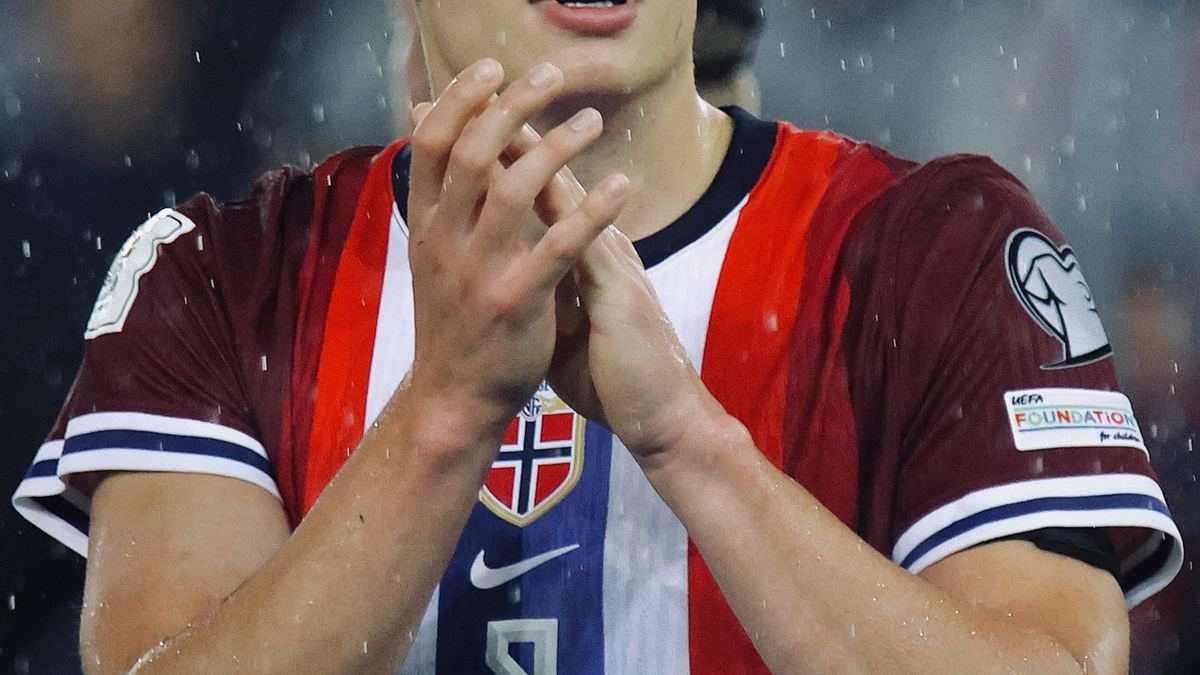 Erling Haaland in action for Norway