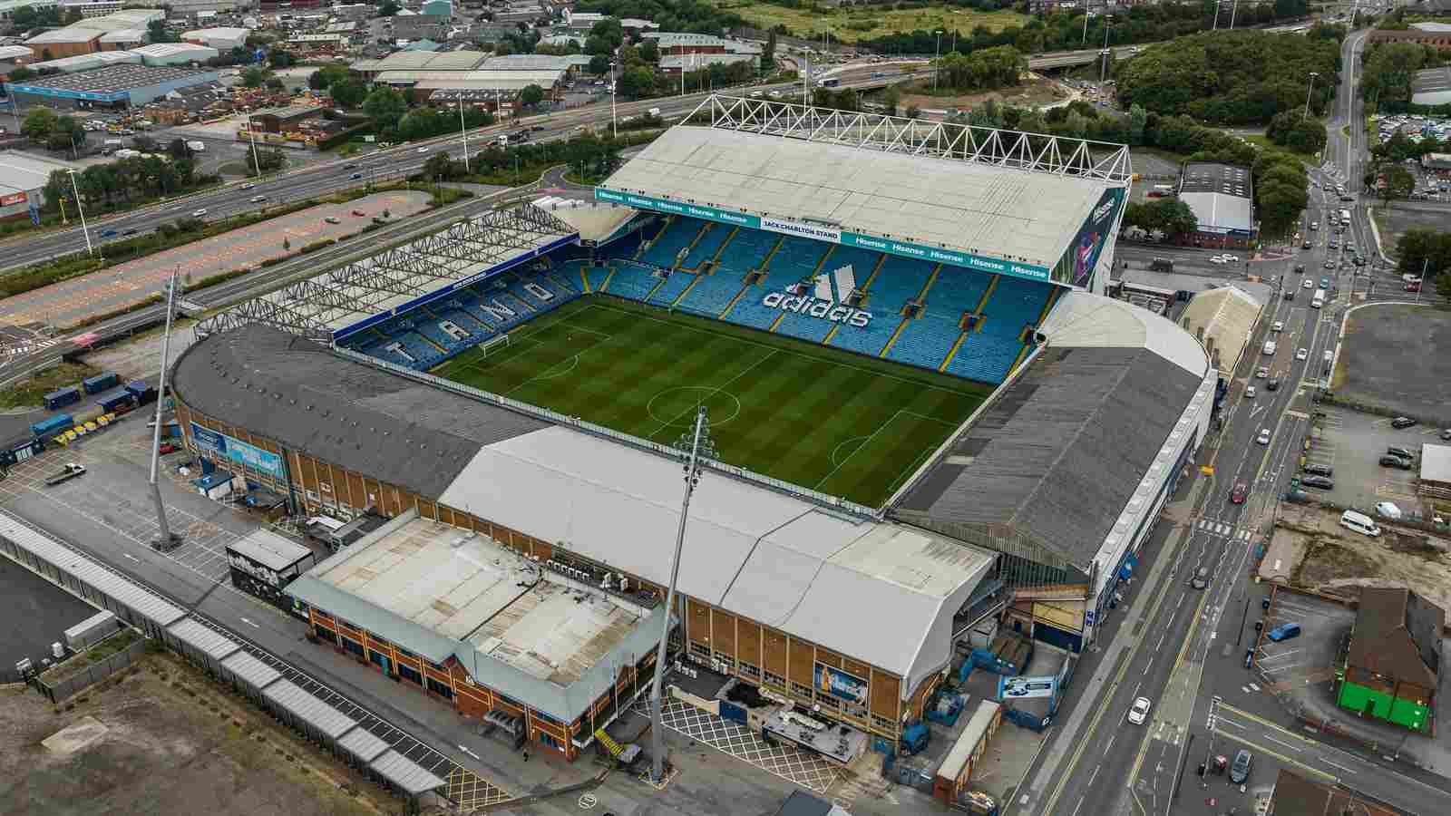 Aerial view of Elland Road stadium, Leeds