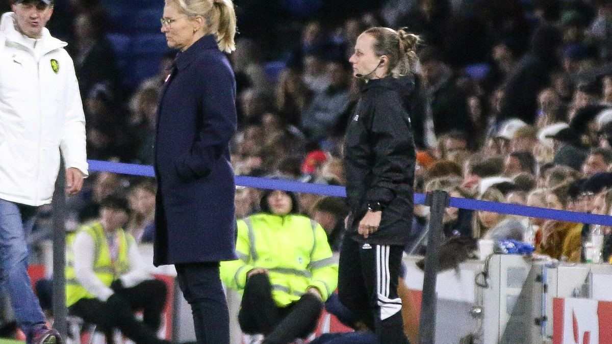 England manager Sarina Wiegman on the touchline