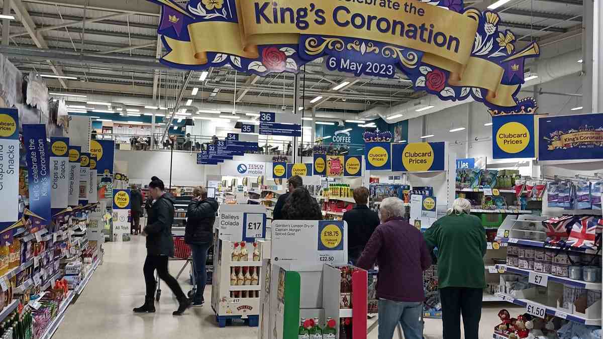 Inside a Tesco Extra store — shop workers' equal pay claim against Tesco continues after the Supreme Court refused its appeal
